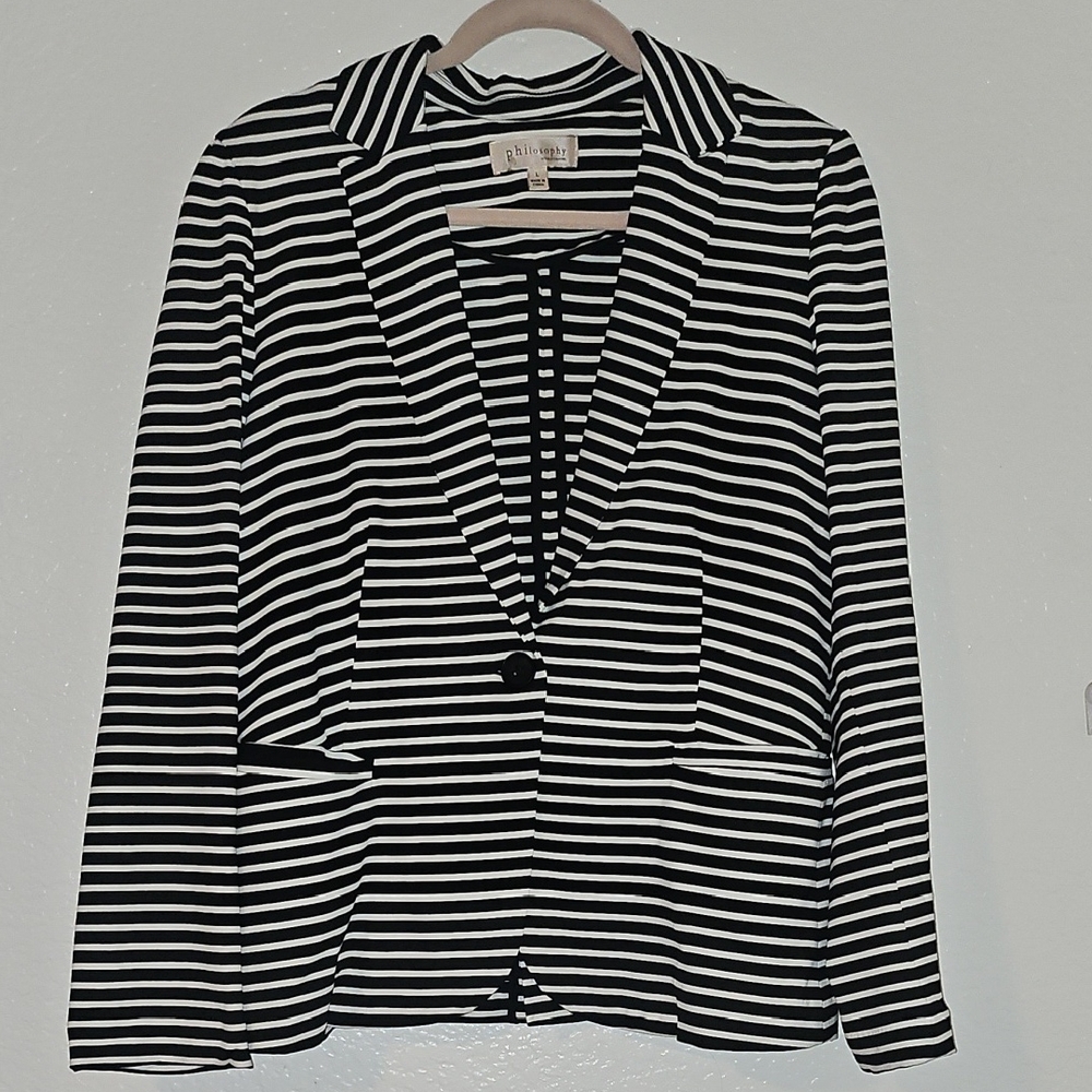 Philosophy Black and White Striped Blazer